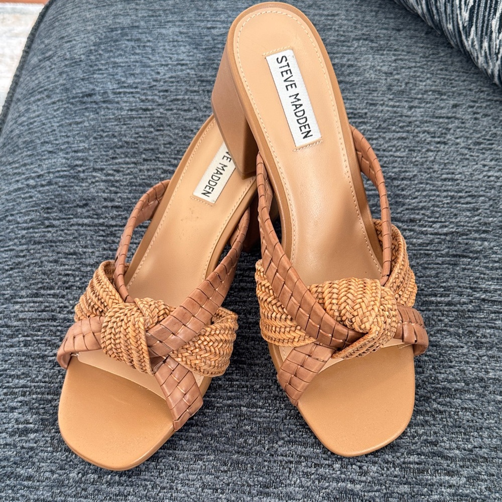 Steve Madden Brown Woven Heeled Sandals